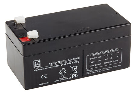 RS Pro Rechargeable Lead Acid Battery 12V, 3.2Ah